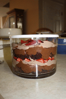 Cover and refrigerate easy double chocolate trifle until ready to serve.