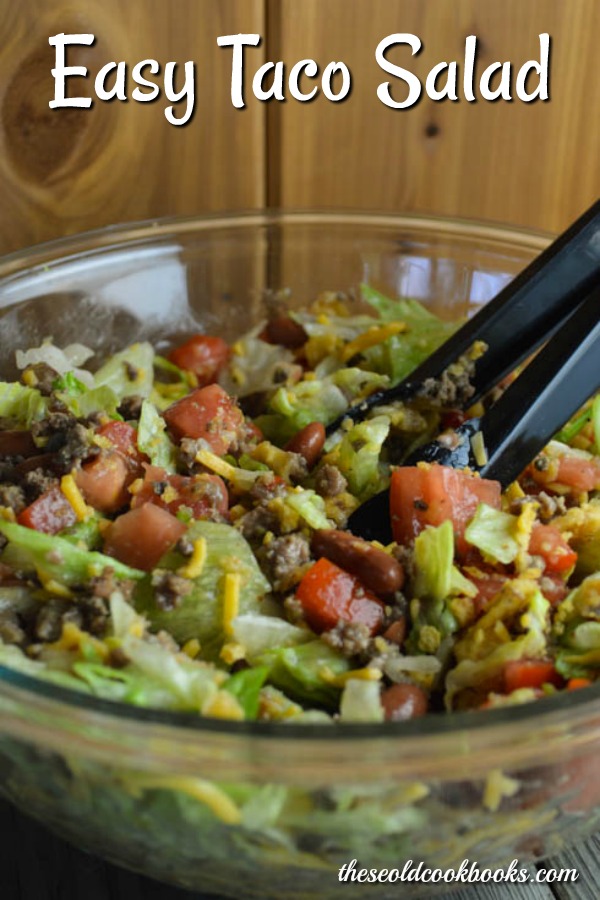 Easy taco salad is quick to put together and always a hit.