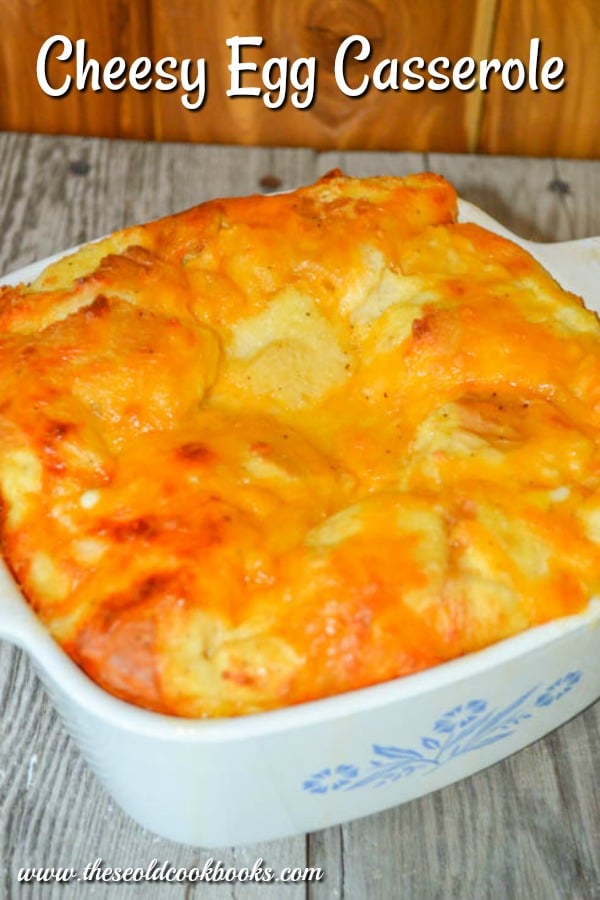 The recipe for this Cheesy Egg Casserole is simple and can use up extra bread you might have in your kitchen.