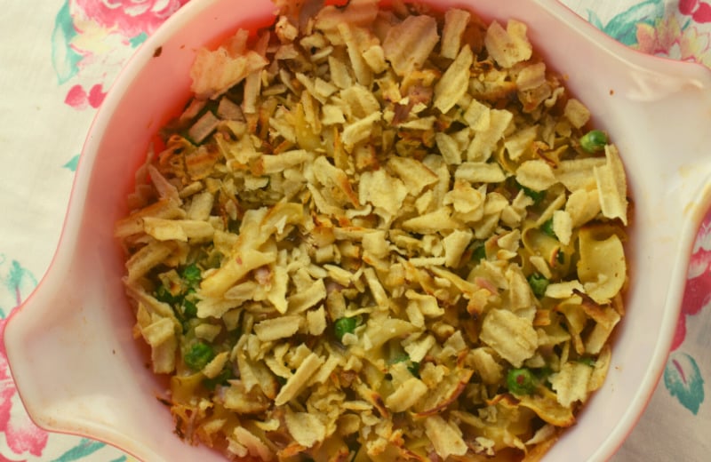 Mom's Tuna Casserole topped with crumbled potato chips is one of those classic dishes that was on every dinner table across the country back in the day.