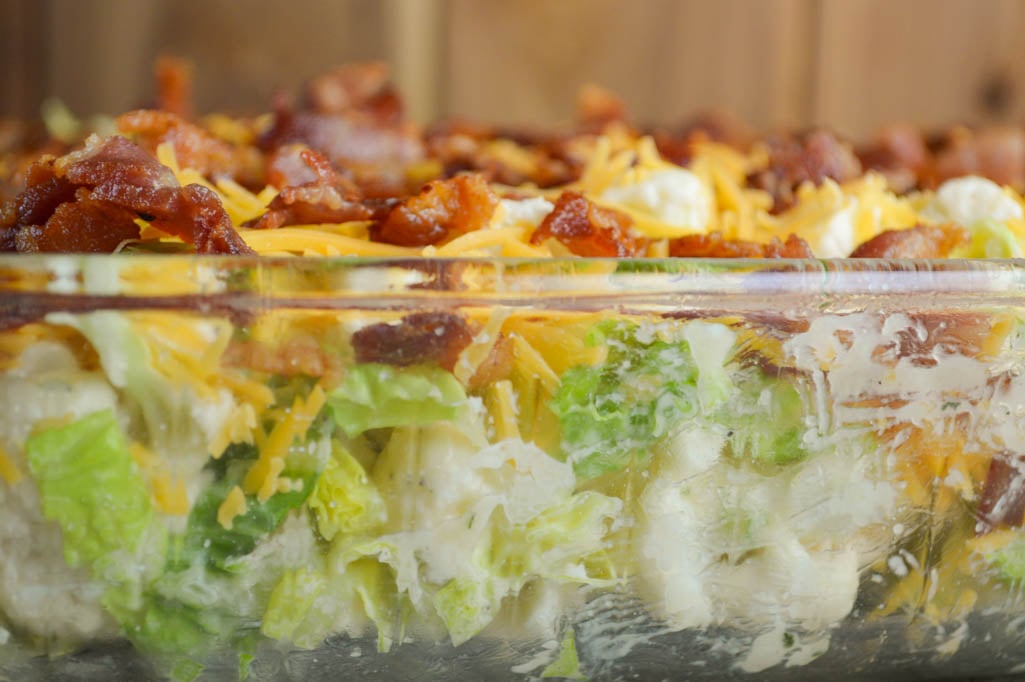 Topped with bacon and cheese and flavored with a ranch dressing mix, this Ranch Cauliflower Salad is a great side dish any night of the week.
