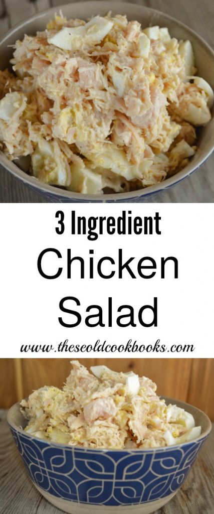 This 3 Ingredient Chicken Salad is a great option for an easy workday lunch to fix as a sandwich or put on crackers.