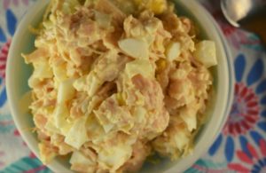 This 3 Ingredient Chicken Salad is a great option for an easy workday lunch to fix as a sandwich or put on crackers. You will not be able to stop eating this simple salad with canned chicken, hard boiled eggs and mayonnaise.