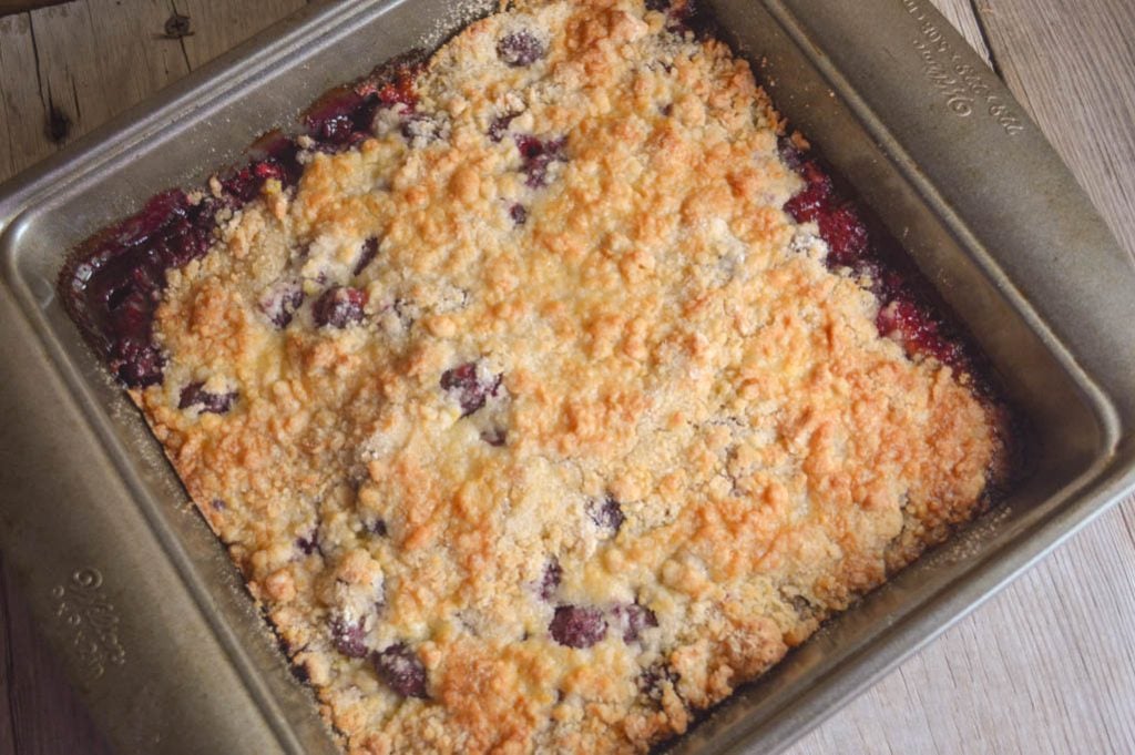 The best part of this Easy Cherry Crisp, aside from the flavor, is that you can make it with a handful of staple ingredients.