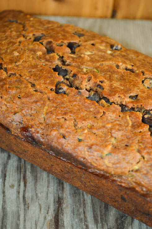 This moist zucchini bread recipe uses honey instead of sugar and coconut oil instead vegetable oil but still has chocolate chips!