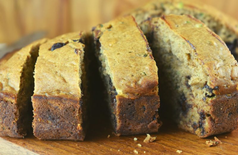Slice up this moist zucchini bread with chocolate chips and serve it with a hot cup of coffee or tea.