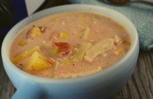 This Crock Pot Chicken Corn Chowder is made using ingredients that most of us on hand in our pantry and is a dish your entire family will love. We love throwing together a meal - like this slow cooker soup - from a bunch of cans from the pantry, especially on a lazy weekend day.