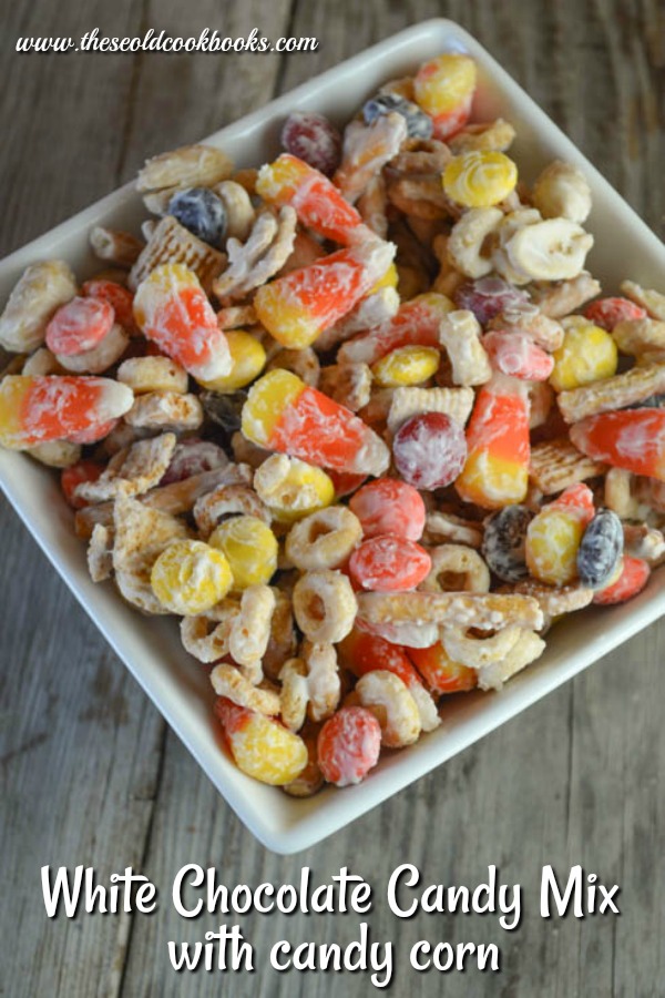 Try this White Chocolate Candy Mix with Candy Corn for an easy fall snack that everyone will enjoy.