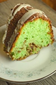 This easy-to-make Pistachio Coffee Cake is not only delicious but is also pleasing to the eye with its bright green color.