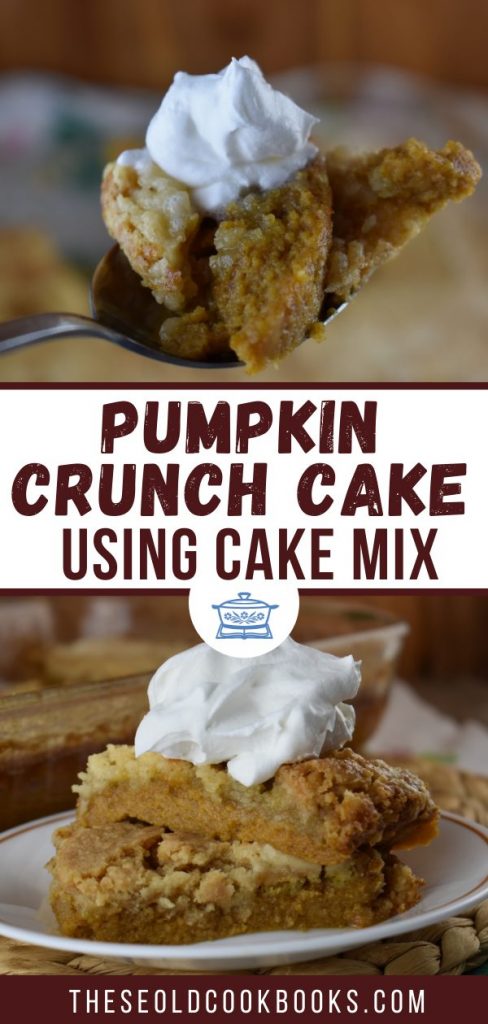 With a crisp topping and a dollop of whipped cream, this Pumpkin Crunch Dessert - made with a cake mix - is perfect for a crowd. Sometimes people call this Pumpkin Crunch Cake or Pumpkin Crunch Bars. We think it should be called the Best Ever Pumpkin Crunch Dessert of all time.