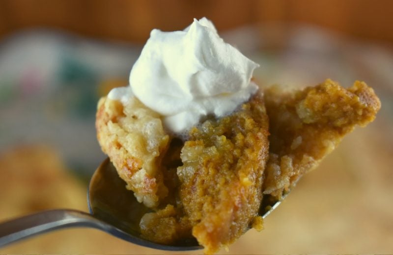 Pumpkin crunch is an easy dessert made with a boxed cake mix.