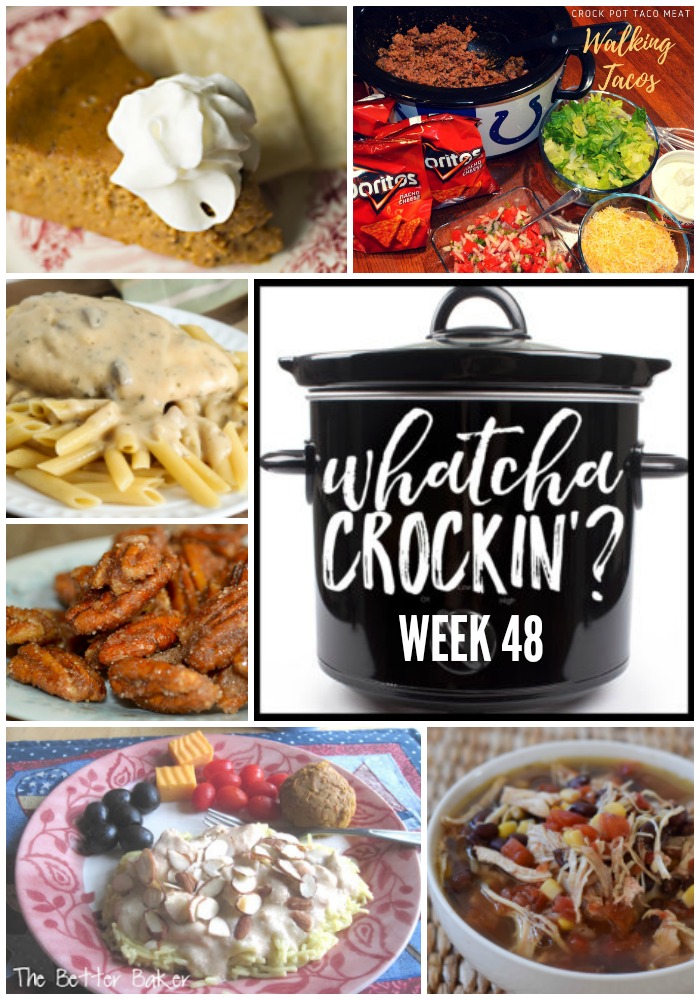 Looking for some crock pot inspiration? Something to make dinner time just a bit tastier? Look no farther than this week's Whatcha Crockin' Wednesday! This week's WCW recipes include Easy Baked Potatoes, Slow Cooker Chicken Mess, Crock Pot Taco Meat - Walking Tacos, Crock Pot Crustless Pumpkin Pie, Creamy Herbed Chicken, Crock Pot Glazed Pecans and Crockpot Chicken Tortilla Soup.