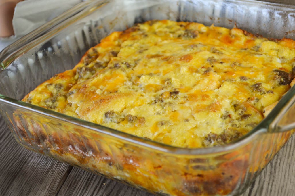 This Egg and Sausage Breakfast Casserole can easily be doubled to feed a crowd - or a hungry family - and is perfect served with a side of fruit.