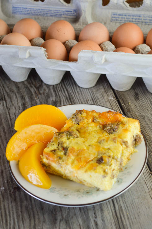 This Egg and Sausage Breakfast Casserole can easily be doubled to feed a crowd - or a hungry family - and is perfect served with a side of fruit.