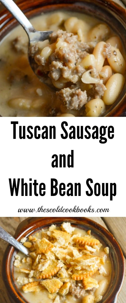 Tuscan Sausage and White Bean Soup is a hearty, flavorful dish perfect for dinner any night of the week. Add some crackers and enjoy!