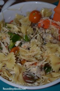 Served warm or cold, this Chicken Bow-Tie Pasta Salad is easy to double or triple for a crowd. With fresh vegetables and chunks of chicken, it is perfect to make ahead and enjoy all week long.