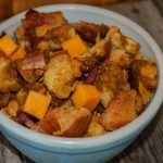 Bacon and Cheese Snack Mix is a salty and savory treat perfect for your next party. This recipe features peanuts, cheddar cheese, toasted bread cubes and, of course, bacon.
