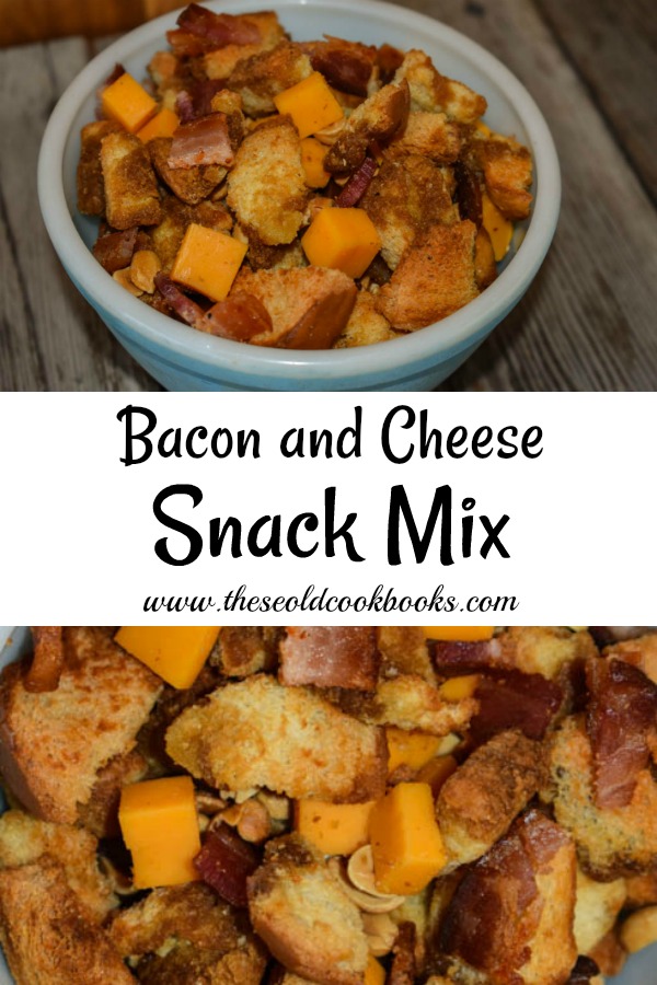 Bacon and Cheese Snack Mix is a salty and savory treat perfect for your next party. This recipe features peanuts, cheddar cheese, toasted bread cubes and, of course, bacon.