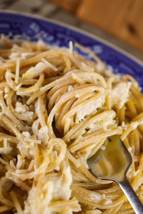 This 10-Minute Easy Lemon Chicken Pasta is the perfect weeknight meal. By using canned chicken, leftover grilled or rotisserie chicken, this meal an be on the table in just minutes.