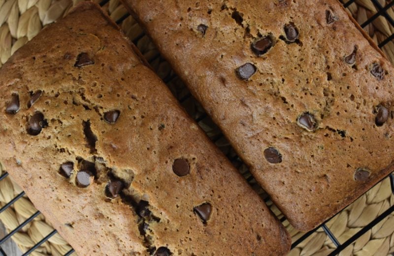 Mom's Perfect Chocolate Chip Zucchini Bread is quick and easy to put together and is a perfect way to use the zucchinis that just seem to appear in the garden overnight.