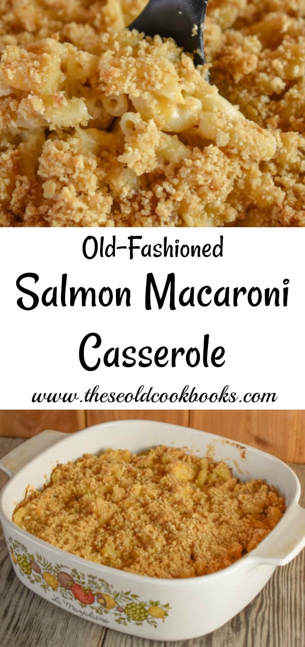 This Salmon Casserole uses macaroni and canned salmon and is quick and easy to put together for a weeknight dinner.