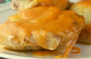 Fancy Baked Pork Chops are an oven baked pork chop recipe with an easy sauce of only 4 ingredients. Serve over rice or mashed potatoes for an instant dinner. 
