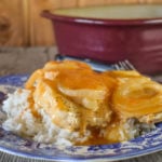 These Fancy Baked Pork Chops in a Deep Covered Baker are delicious and perfect over rice.