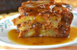 Old-Fashioned Apple Cake with Caramel Sauce is a great dessert that can be made with fresh apples or with a can of apple pie filling. Follow these easy instructions for either version of this yummy warm apple cake. 