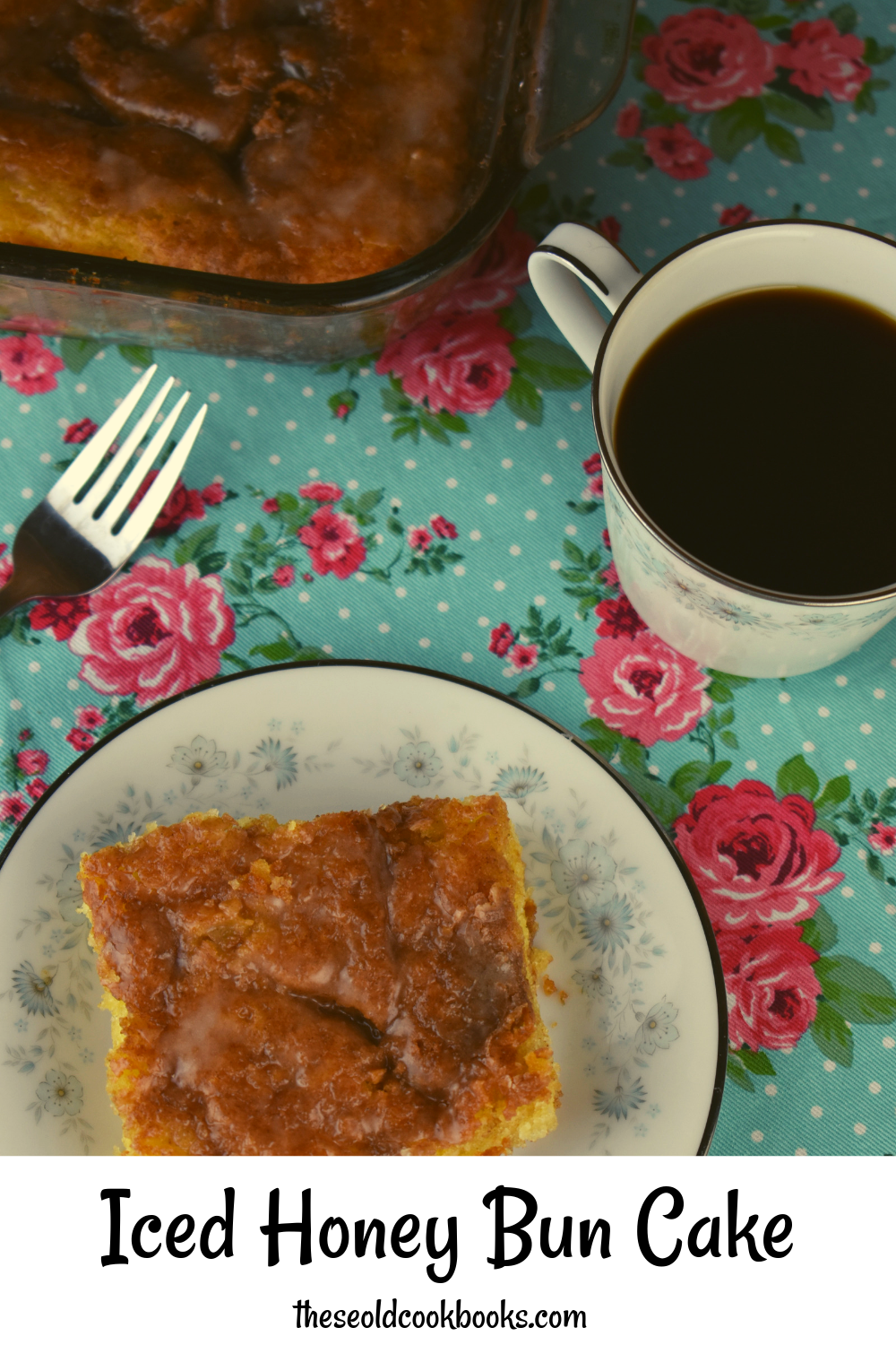 This Honey Bun Coffee Cake recipe takes a box of yellow cake mix and adds a couple extra ingredients to turn it into a delicious breakfast or dessert treat.