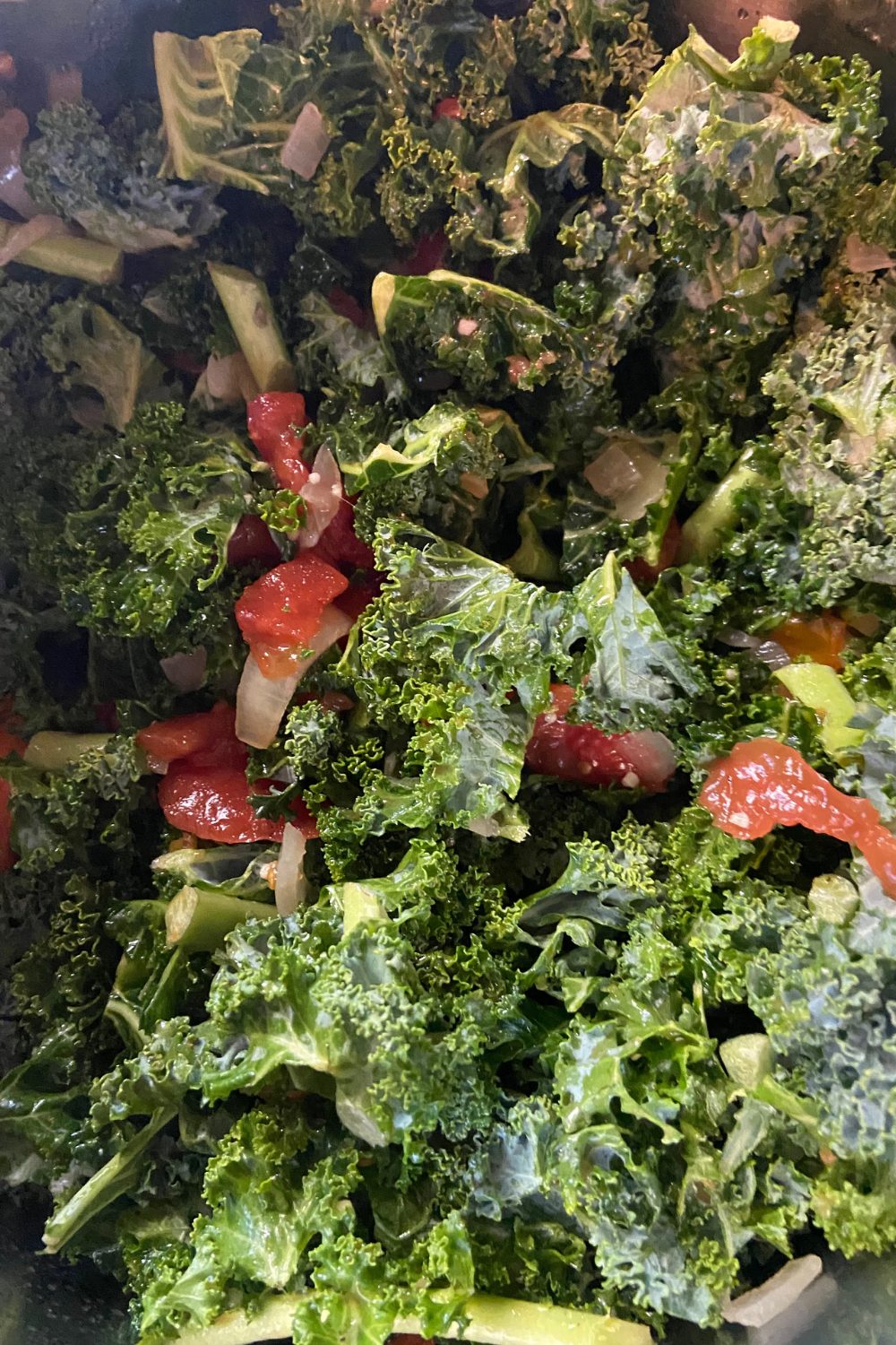 Instant Pot Tomato Braised Kale is a healthy side dish that takes just minutes to make. Braising the kale with tomatoes and onions gives it a tender texture. Follow these simple instructions for how to cook kale greens in an instant pot.