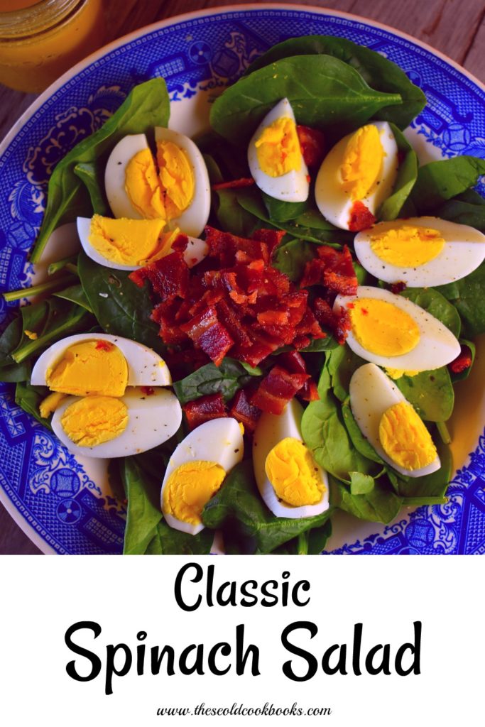 This Classic Spinach Salad consists of only three simple ingredients - fresh spinach, bacon and hard boiled eggs - and our homemade vinaigrette dressing. The combination of these ingredients is not only gorgeous but a match made in heaven.