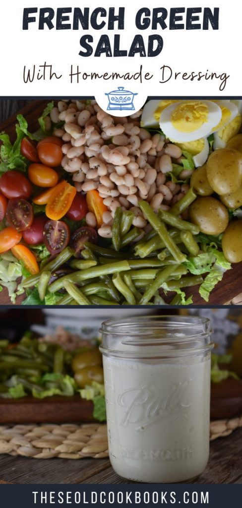 The multitude of toppings is what makes this French Dinner Salad is delicious, including green beans, great northern beans, hard boiled eggs and boiled potatoes. The homemade cottage cheese dressing takes it over the top in flavor.