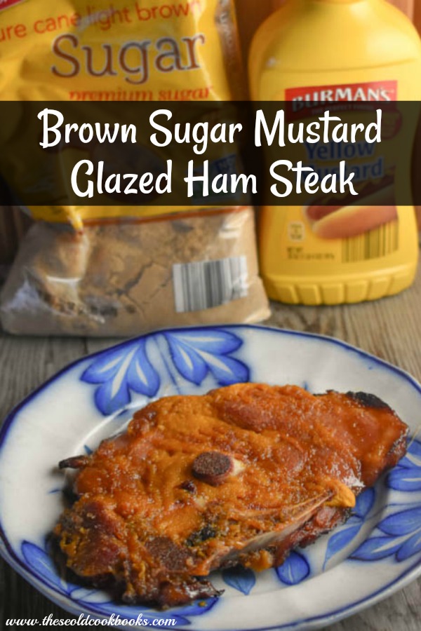 Simply broil your ham steak in the oven and top with mustard and brown sugar to make this Brown Sugar Mustard Glazed Ham Steak.