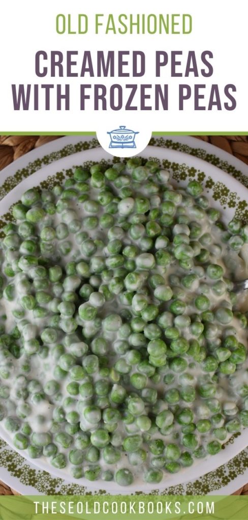 Old-Fashioned Creamed Peas uses frozen peas that is jazzed up with a white sauce made of butter, half and half and flour.