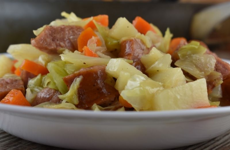 Skillet Smoked Sausage and Cabbage is a quick meal consisting of a buttery blend of cabbage, sausage, potato.