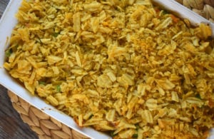 This classic chicken noodle casserole with a crunchy potato chip topping will take you right back to your childhood.  Easy Chicken Noodle Casserole with Potato Chips is quick and simple, and your family will give it two thumbs up.