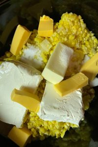 Crock Pot Cheesy Corn is a slow cooker cheesy corn with cream cheese recipe, perfect for the holidays or a pitch-in.