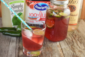 This Jalapeno Cape Codder drink is a new twist on the traditional cocktail with the perfect amount of spice to complement the typical cranberry-lime flavor.