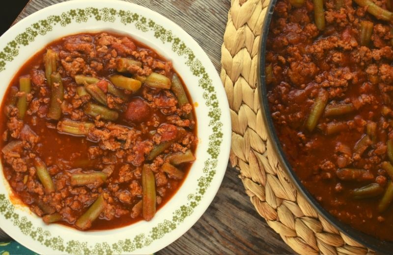 This green bean chili is full of vegetables and flavor.
