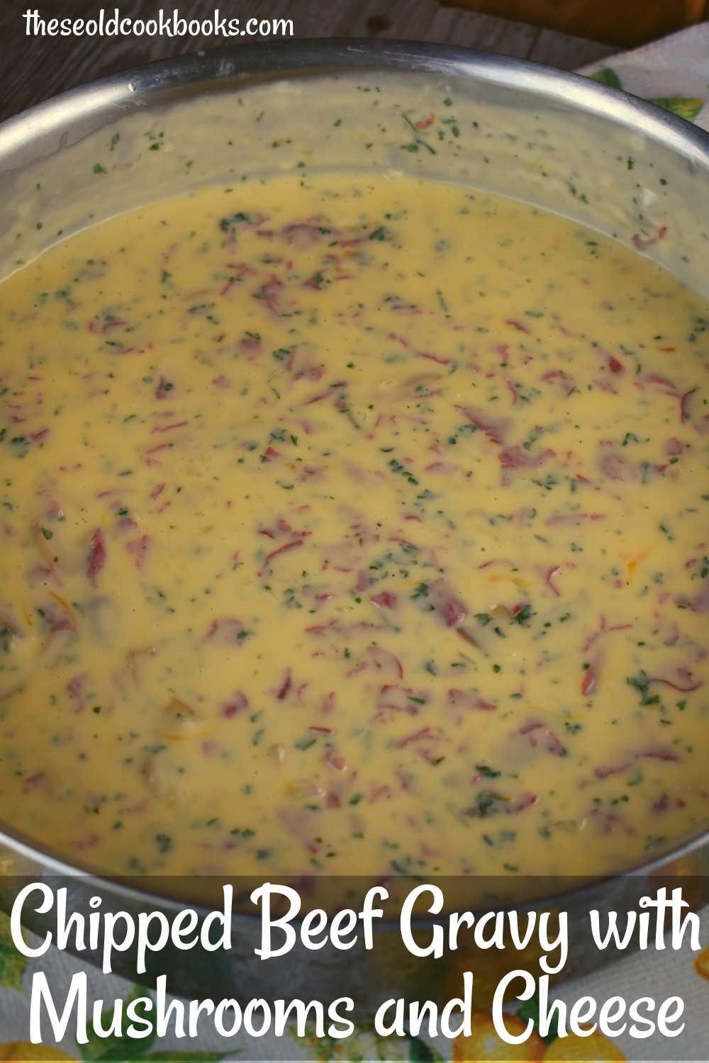 This Creamed Chipped Beef Gravy is the fancy version of that old time classic recipe from your past. Our version is upgraded with mushrooms, sour cream, cheddar cheese and parsley for a new spin on an old favorite. 