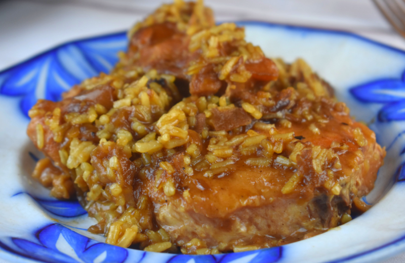 Crock Pot French Onion Pork Chops and Rice