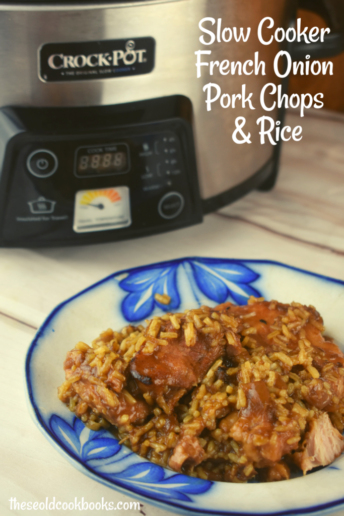 Crock Pot French Onion Pork Chops and Rice is a meal for the whole family. Let the pork chops cook all day and just add the rice when you are ready to eat. Using a couple of cans of condensed French Onion soup and instant rice, this is an affordable and easy dinner option.