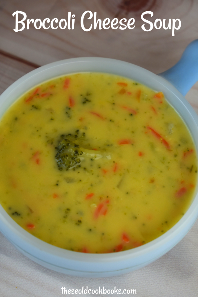 Broccoli Cheese Soup is the easy way to get kids to eat broccoli and carrots. Full of cheese flavor, this soup will soon become a staple on your family table. This version features broccoli, carrots, potatoes, cream of chicken soup and Velveeta.