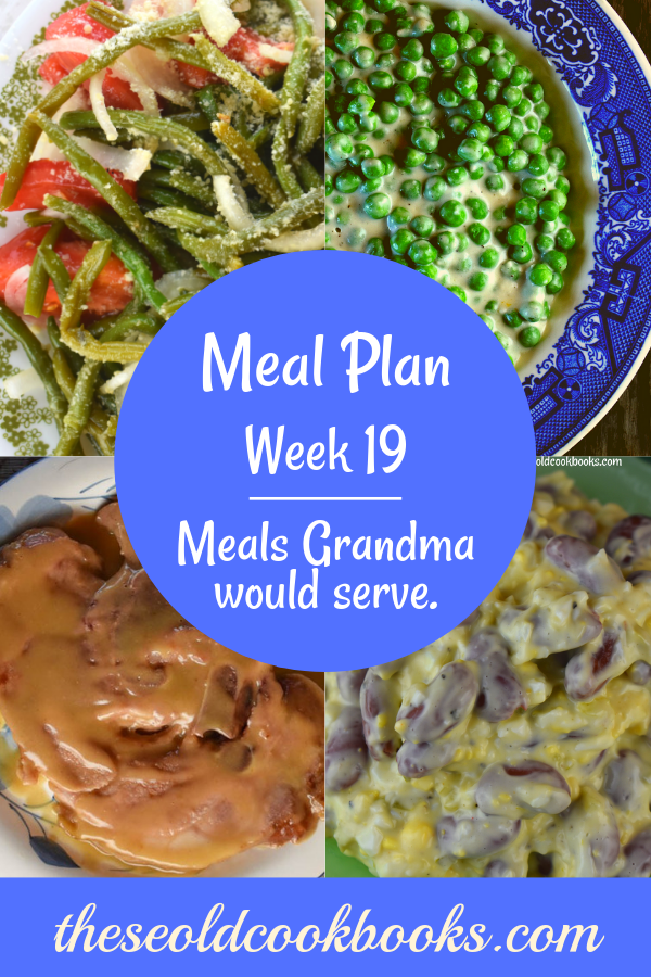 The Weekly Meal Plan for Week 18 includes Instant Pot Buttery Chicken and Italian Green Bean Salad, Loaded Breakfast Casserole and Pumpkin Chocolate Chip Muffins, 12 Minute Old Fashioned Ham Steak, Creamed Peas and Red Bean Salad, Cheesy Mexican Chicken and Velveeta Dip with Black Beans, Grandma's Chicken and Rice Casserole, Crock Pot Apple Crisp Pork Chops, and Cheesy Smoked Sausage and Vegetable Casserole.