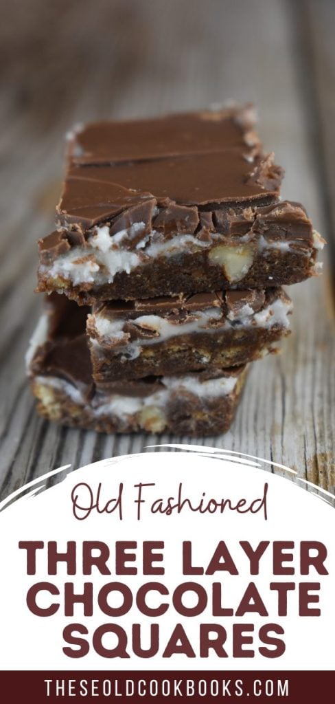 Grandma's Three Layer Chocolate Squares are a family favorite treat that are served every Christmas at my house.  The triple layer cookie bar consists of a chocolate graham cracker crust, a vanilla cream center and a sweet Hershey's chocolate topping. 
