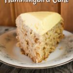 This Slow Cooker Hummingbird Cake is full of flavor, including banana, pineapple and cinnamon, and is topped with an easy buttercream frosting made with a box of pudding mix!