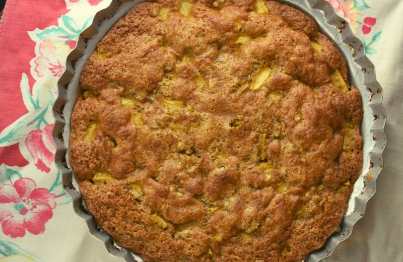 Baked Apple Surprise is a surprisingly simple, old fashioned apple cake recipe. The ingredients are easy, and it's baked in a pie pan making it a quick dessert or breakfast to get on the table.