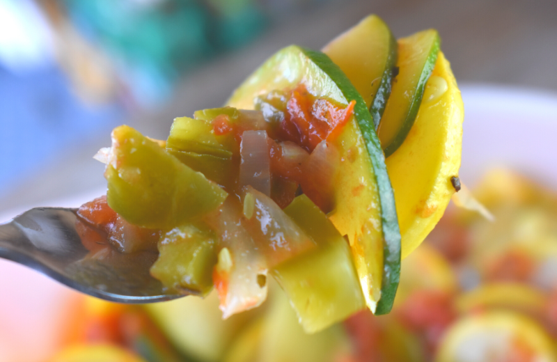 Stewed Summer Squash and Tomatoes is a light side dish that can be served along the meat of your choice or eaten alone as a vegetarian option. 