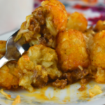 Frisco Tater Tot Casserole is an updated version of the classic recipe. Our tater tot casserole without soup has all the flavors of a Frisco Melt.  It's sweet, cheesy flavor will have your kids begging for more.