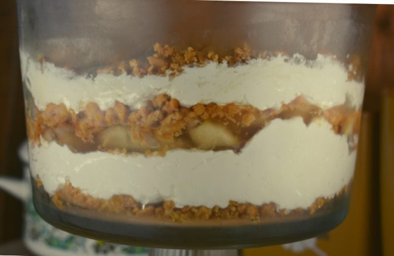 Apple Cheesecake trifle uses apple pie filling and features peanut butter!